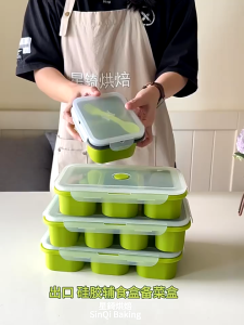 4Grids Silicone Freezer Soup Tray Reusable Volume Scale Food Storage Box Portable Soup Ice Cube Molds Soups