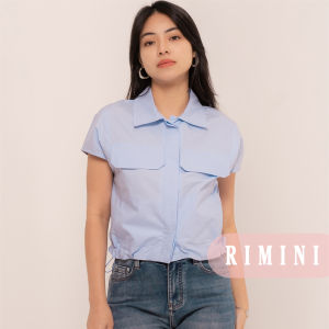 RIMINI - Kemeja Katun Premium Lengan Pendek Drawstring Sleveless Size XS-XL - Mavela Top CO7018