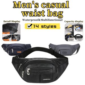Fashion Crossbody Bag Outdoor Sports Waist Bag Casual Solid Color Shoulder Bag PU Leather Chest Bag