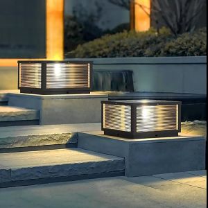 Outdoor Pillar Lights Solar Charging IP67 Waterproof Column Lamp For Courtyard Fence Column Post Lights Courtyard Lamp Headlight Pillar Fence Post Garden lights 2 Colors solar garden light outdoor waterproof spotlight led lamp christmas lights with panel