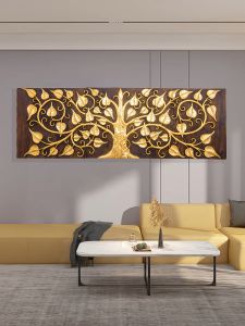 แผ่นไม้แกะสลักรูปต้นโพธิ์ติดผนัง แผ่นไม้แกะสลัก ของตกแต่งไม้แกะติดผนัง ตกแต่งร้านกาแฟ ตกแต่งบ้าน ชุด3ชิ้นติดผนัง จัดส่งฟรี