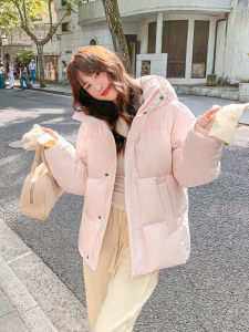 Womens Short Puffer Jacket 2025 New Korean Style Loose Thickened 90 White Duck down Winter Coat Warm Zipper Pocket Design