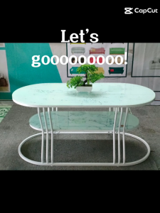 BÀN TRÀ SOFA - BÀN DECOR OVAN 2 TẦNG 3S KHUNG SẮT SƠN TĨNH ĐIỆN MẶT KÍNH CƯỜNG LỰC 50CM*100CM