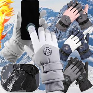 ถุงมือป้องกันการแข็งตัวของฤดูหนาวกันลมและกันน้ำถุงมือเล่นสกีกันความร้อนกันน้ำถุงมือสวมทนการเสียดสีขี่จักรยานปีนเขากลางแจ้งถุงมืออุ่น
