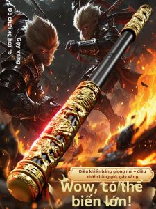 BTOP | Gậy Như Ý Kim Cô Bổng Điều Khiển Giọng Nói Tự Động Co Giãn Phát Sáng