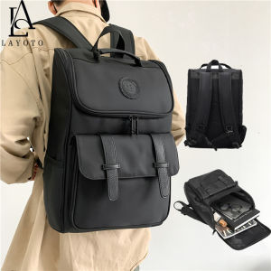 LAYOTO Tas Punggung Pria Korea Waterproof Backpack Laptop 14 inch Tas Kasual Sekolah Pria Wanita