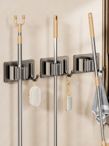 Strong Load Bearing Bathroom Hook No Drilling Wall Mounted Mop Holder Sticky Hook for Bath Room Fixed Buckle Storage Rack