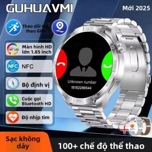 Đồng Hồ Thông Minh GPS NFC Cấp Quân Sự GT 5 Pro Màn Hình AMOLED HD 1.85 Inch Chống Nước Tích Hợp La Bàn Gọi Bluetooth & Theo Dõi Thể Thao Dành Cho Nam