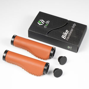 Chooee PU Leather MTB Grips - Lock-On Ergonomic Handlebar Grips for Mountain/Road Bikes Brown/Black Bicycle Accessories