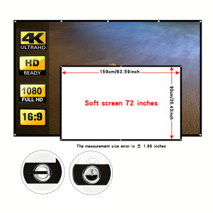 Projection screen with rope high-density white soft screen. Can be cleaned folded easy to carry suitable for both indoor and