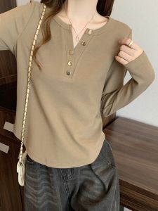 plus Size T-Shirt Long Sleeve Thickened Warm Underwear Belly Covering Slimming Versatile Autumn Winter New Arrival for Women