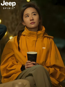 เสื้อแจ็คเก็ตกันลมกันน้ำแบบแยกเป็นสามส่วนสำหรับผู้หญิง JEEP ฤดูใบไม้ร่วง 2024 ทรงหลวม แขนยาว ปกติ ซิป สีสันสดใส