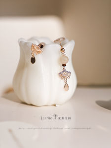 Jasmo Original Retro Chinese Fan Design Womens Earrings 925 Ear Hook Clip-On Fashionable Vintage Alloy Jewelry