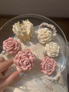 Elegant Floral Hair Clip with Tassel High Version Powdery Side Clip Hair Rope Head Rope Hair Accessories