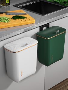 Large Capacity Kitchen Waste Bin Wall-Mounted with Lid for Kitchen Compost Bathroom Toilet Living Room Plastic Garbage Can