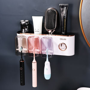 Giá Để Đồ Đặt Bàn Chải Đánh Răng Cốc Súc Miệng Hộp Bàn Chải Đánh Răng Nhà Vệ Sinh Dạng Treo Tường Không Cần Đục Lỗ Treo Tường Dụng Cụ Thần Thánh Tự Động Lấy Kem Đánh Răng