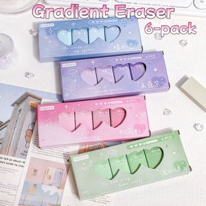 6-Pack Gradient Erasers High-Aesthetic Pencil Erasers for Students Clean & No-Smudge Elementary School Prizes