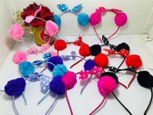 Bando rambut pita pompom isi 12pcs Variasi