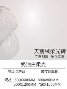 Velvet Soft Light Super White Embryo Skin Glaze Cream White Micro Cement Tiles for Living Room And Bathroom in Coffee Color