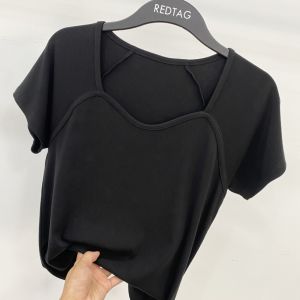 Áo Thun Tay Ngắn Cổ Vuông Bằng Cotton Lanh Lụa Cổ Bẻ Thanh Lịch Mùa Hè Thoáng Khí Thấm Hút Mồ Hôi Áo Thun Nữ