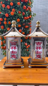 Stainless steel oil-filled lamps square lamps long-burning lamps windproof lamps for temples and ancestral halls floor lamps for Buddha worship candlesticks butter lamps
