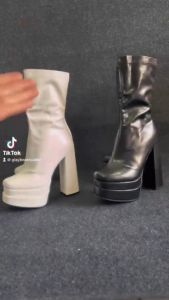 Giày boot nữ cao gót 14cm cổ lửng ĐẾ KÉP phong cách Âu Mỹ mang đi tiệc biểu diễn boot dancer GBN120