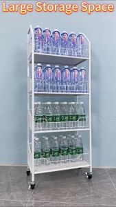4/5 Layer Supermarket Snack Shelf with Wheels Space Savers Kitchen Organizer Storage Rack for Beverage Small Food Toy Display Stand Convenience Store Shelves