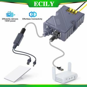 ECILY SK0089 Starlink Mini 150W POE and 100W Isolated Gigabit POE Splitter with DC and RJ45 Interface 1000Mbps for Portable Mini