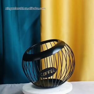 Bincoo Kitchen Coffee Capsule Holder Coffee Pod Storage Organizer Basket Black Large Metal Coffee Creamer Container