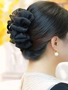 กิ๊บติดผม Mini Bubble Tulle พร้อมเลื่อมลวดเงินปมผีเสื้อกิ๊บติดผมคุณภาพสูงสไตล์ญี่ปุ่นและเกาหลีใต้