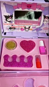Kuromi Makeup Toys for Kids Girls Real Makeup Kit Melody Makeup Toy Set Washable Non-toxic
