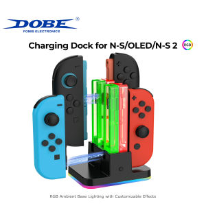 Magnetic Charging Dock For Switch 2 Joy-pad | 8-in-1 Gamepad Charger Station For Switch/OLED Joy-pad RGB Lighting Base Switch 2