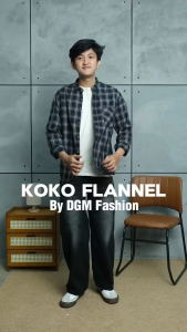 DGM Kemeja Pria Flanel Kerah Sanghai Koko Lengan Panjang Koko Pria Panjang 057