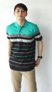 Kaos kerah pria motif stripe salur engineering saku dewasa | kaos pria lengan pendek 7886