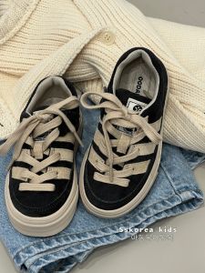 Bora Boys Fashionable Deqin Shoes Korean Style All-Season Rubber Outsole Breathable Cow Suede Upper with Magic Tape Closure