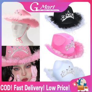 Women Wide Brim Fedora Women Girl Tiara Western Pink Cowboy Hat for Party ZJJ-Cowgirl-Hat