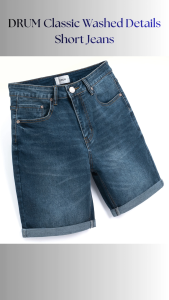 DRUM Classic Washed Details Short Jeans-Blue/Black