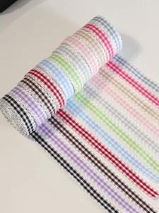 5yards/roll Colorful Gingham Satin Ribbon Wavy Edge Fabric Ribbon For DIY Hair Bows Gifts Wrapping Wedding Bouquet Sewing Decor
