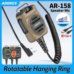ABBREE | ABBREE AR-158 Rechargeable Microphone Speaker Mic Adjustable Volume Compatible With Baofeng UV-5R Mini UV-21 PRO UV-32 Ham Radio