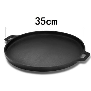หนาขึ้น เหล็กหล่อ Non-Stick PAN Home ใช้ก้นแบน Frypan แผ่นเหล็กสําหรับแพนเค้กและม้วนไข่พร้อมฝาปิดแก้วอุปกรณ์ทําอาหาร