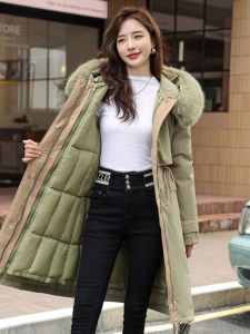 Thickened down Parka Coat Womens Mid-Length Over-Knee Cotton Jacket 2025 New Winter Durable Zipper Closure Hooded Coat