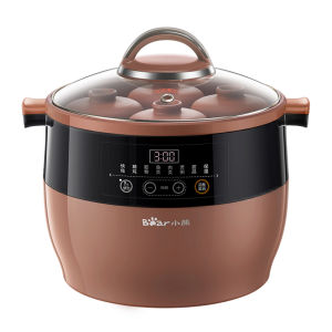 [China Plug Adapter Needed] Bear | Automatic Electric Steamer Pot with Water Bath Cooking Function Ceramic and Purple Clay Material
