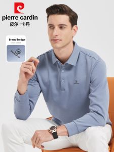 Áo Thun Dài Tay Nam Pierre Cardin Vải Cotton Cổ Bẻ Phong Cách Công Sở