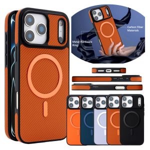 Carbon Fiber Pattern Magsafe Phone Case For Iphone 17 Air 16 Promax 15 Pro Max 14 Plus 13 12 16e Wrieless Charging Phone Cover