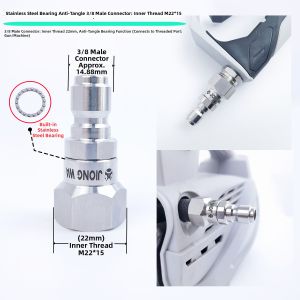 JIONGWA | Non-Tangle 360 Degree Rotating Joint 3/8in Stainless Steel