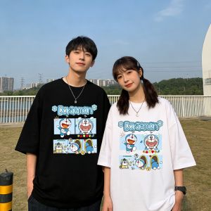 52TOYS | 2026 Summer Doraemons Cartoon Printed Short Sleeve Pure Cotton T-shirt Couple Tees Classic Casual Family Matching Outfits Tops