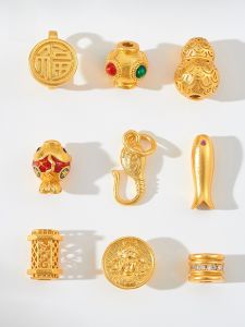 สร้อยข้อมือลูกปัดกระบอกสีทองโบราณ DIY สำหรับผู้ชายและผู้หญิง อุปกรณ์ทำเครื่องประดับแฟชั่น ลูกปัดกระบอกเล็ก ลูกปัดสำหรับนักเรียน