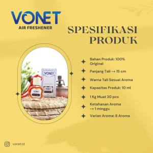 BUBLE GUM- VONET Air Freshener Pengharum Pewangi Parfum Parfume Penetral Bau Ruangan Mobil Kamar Tidur Toilet Lemari Wc Terbaik Original Berkualitas Tahan Lama Awet VONET