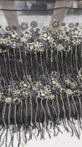 White African Heavy Beads fringe Lace FabricNigerian Sequins tassels Embroideryunique Wedding Party Dress Sewing Lace