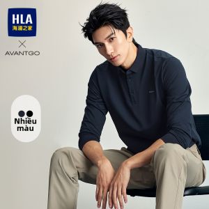 HLA | Áo Polo Dài Tay In Họa Tiết Phong Cách Công Sở Nhẹ Nhàng Thời Thượng
